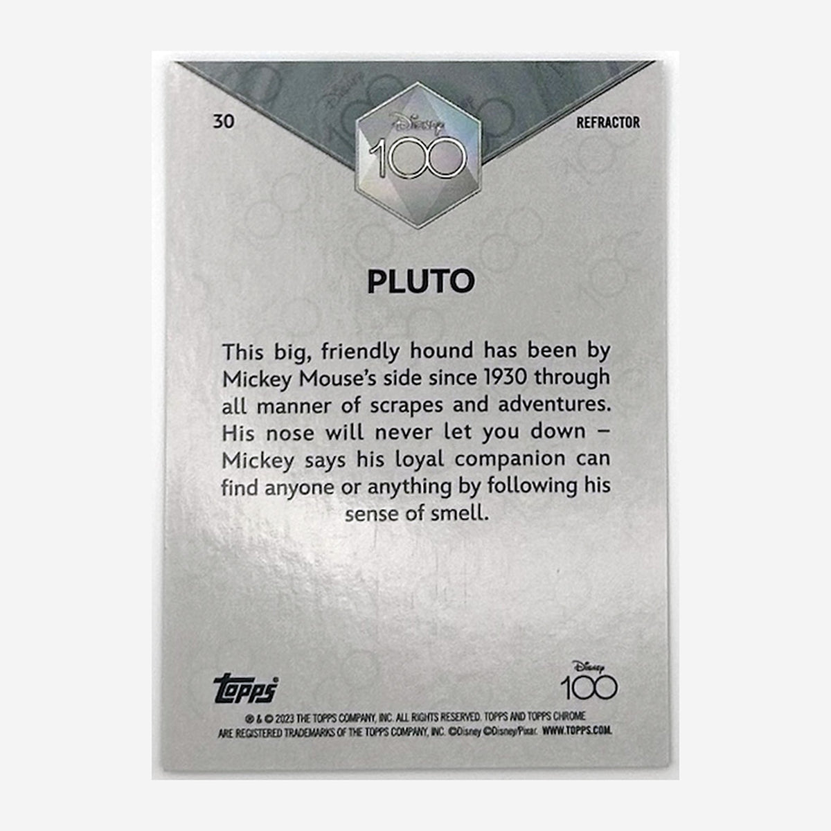 2023 Topps Chrome Disney 100 Pluto #30 Refractor back