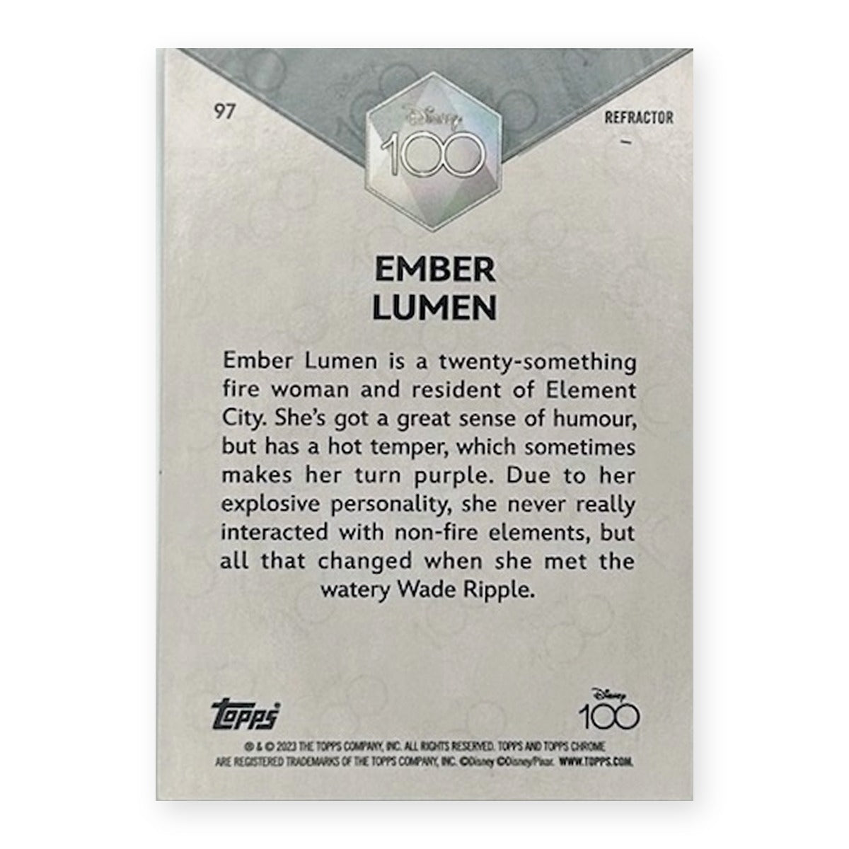 2023 Topps Chrome Disney 100 Ember Lumen #97 Refractor back