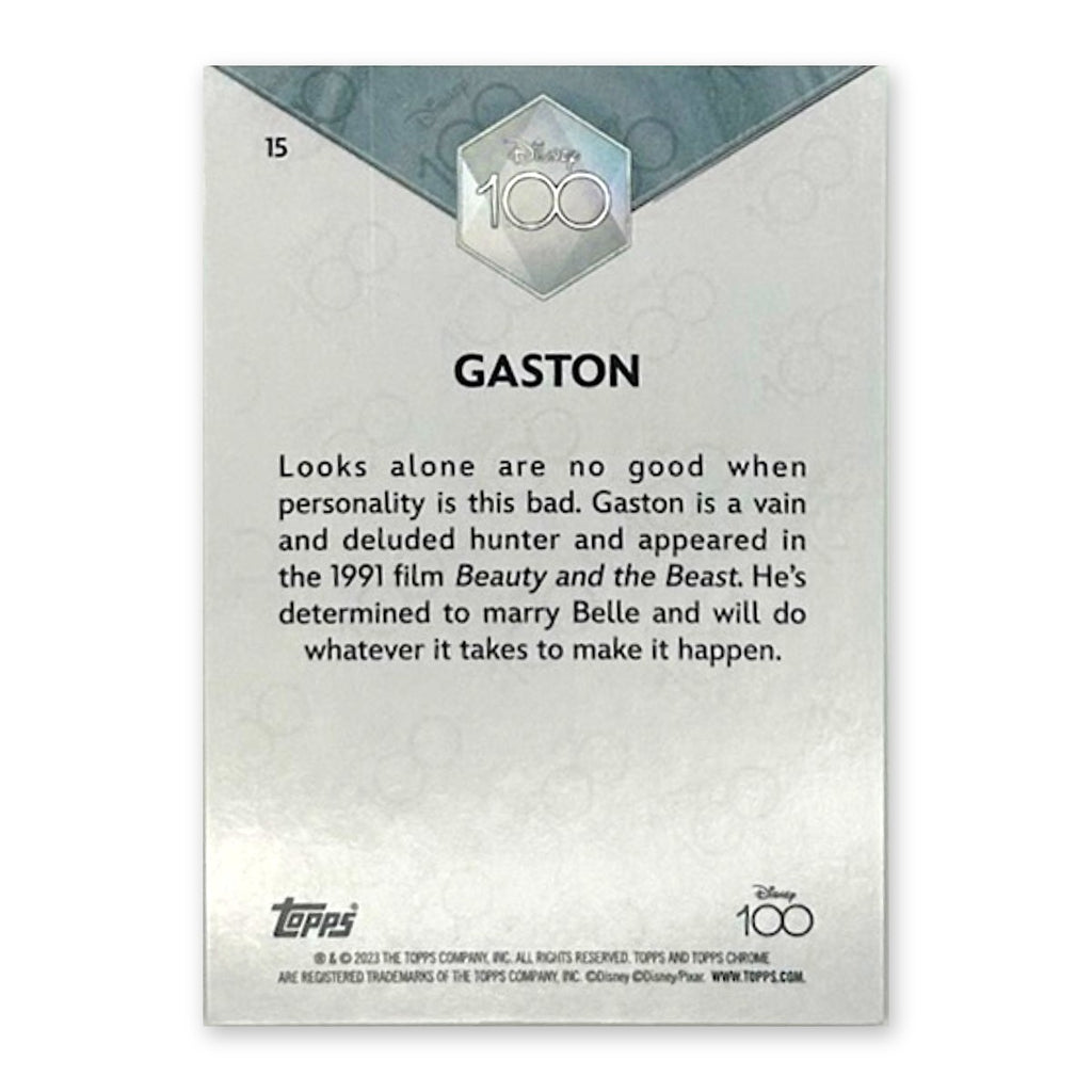 2023 Topps Chrome Disney 100 Gaston #15 Purple Refractor (No Serial Number) back