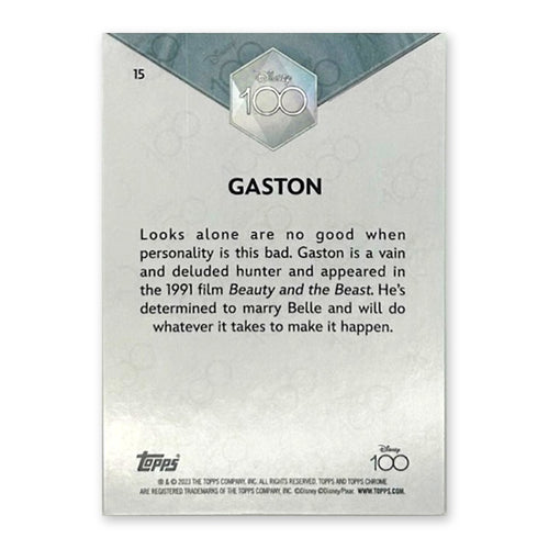 2023 Topps Chrome Disney 100 Gaston #15 Purple Refractor (No Serial Number) back
