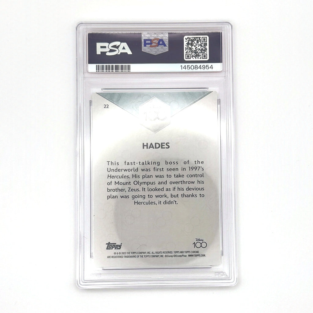 2023 Topps Chrome Disney 100 Hades #22 Purple Refractor /299 PSA 8