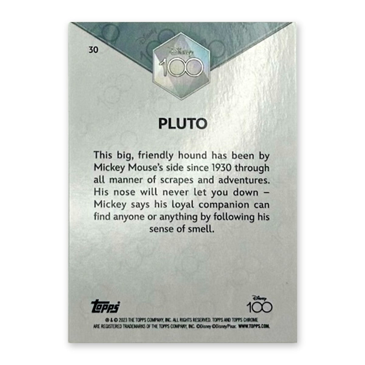 2023 Topps Chrome Disney 100 Pluto #30 back