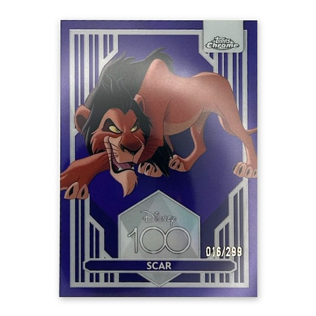 2023 Topps Chrome Disney 100 Scar #62 Purple Refractor /299 (016/299) front
