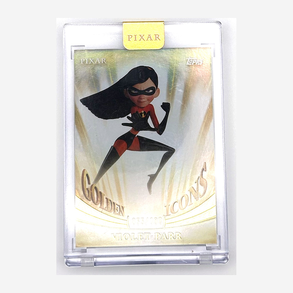2025 Topps Pixar Gold Golden Icons Violet Parr #GI-32 /100 (Encased) front