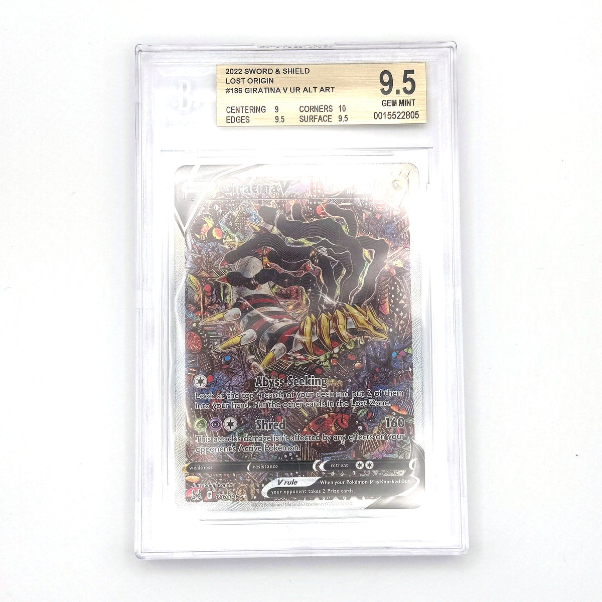 2022 Pokémon Lost Origin Giratina V Alternate Art #186/196 BGS 9.5 Gem Mint