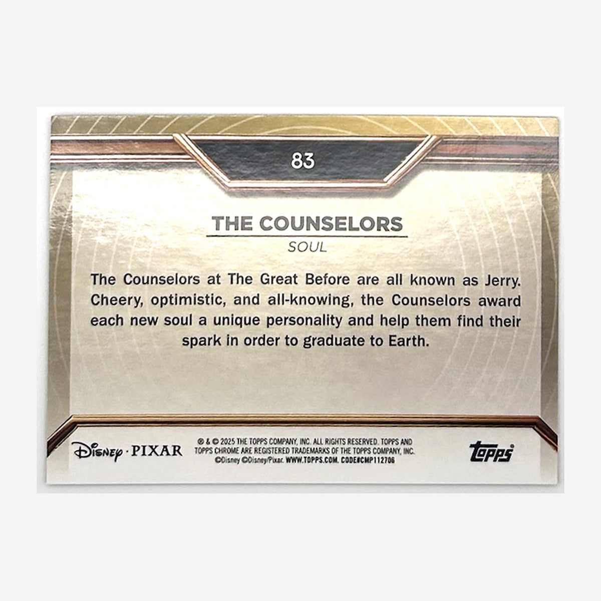 2025 Topps Pixar Gold The Counselors #83 Gold Mini-Diamond Etch /50 back