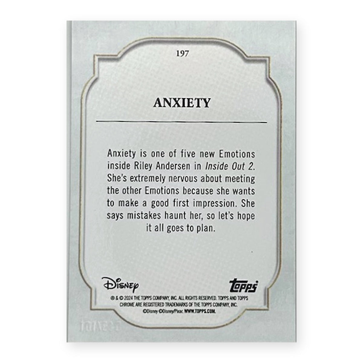 2024 Topps Chrome Disney Anxiety #197 Black & White Speckle Refractor /101 (079/101) Debut