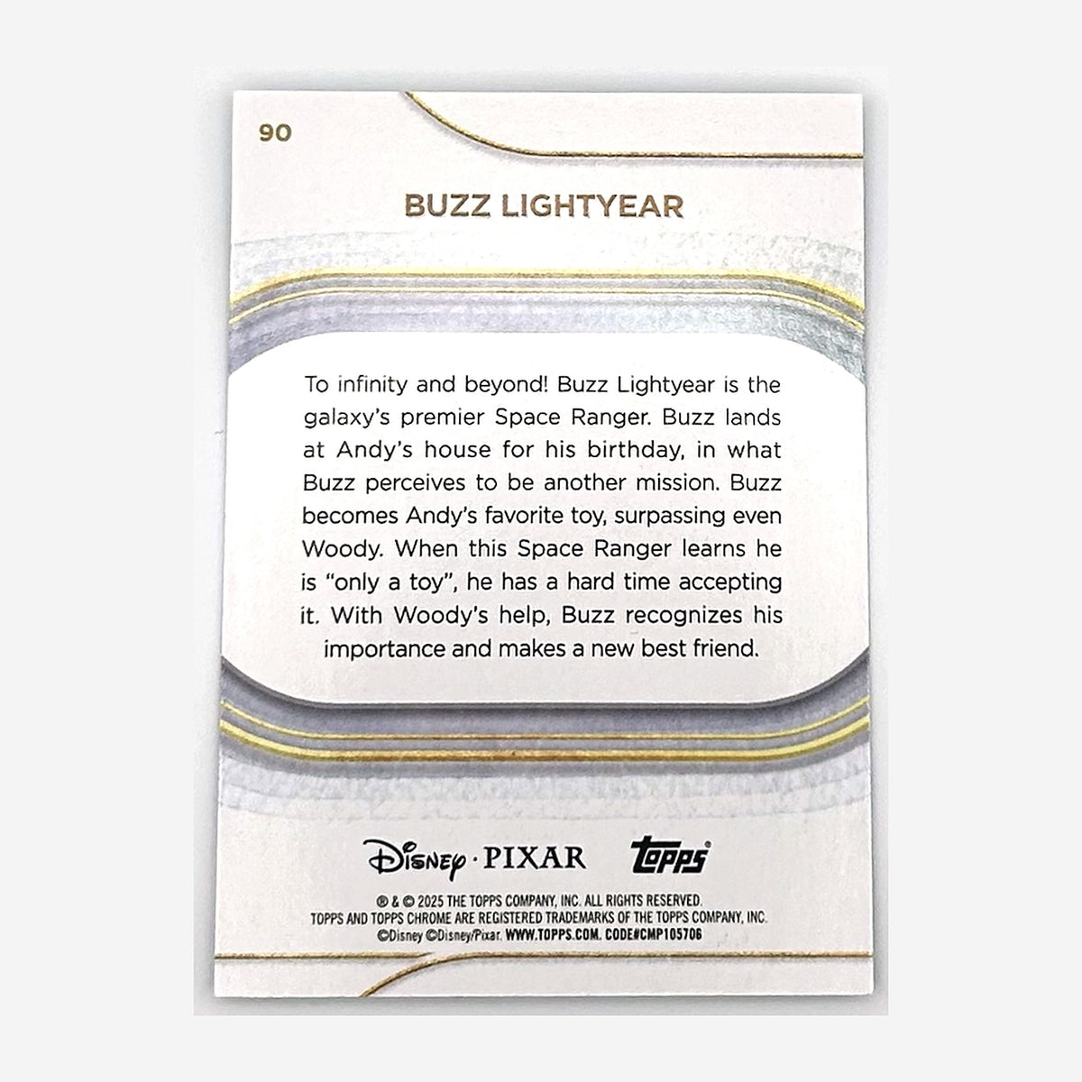 2025 Topps Chrome Disney Buzz Lightyear #90 Aqua Refractor /199 back