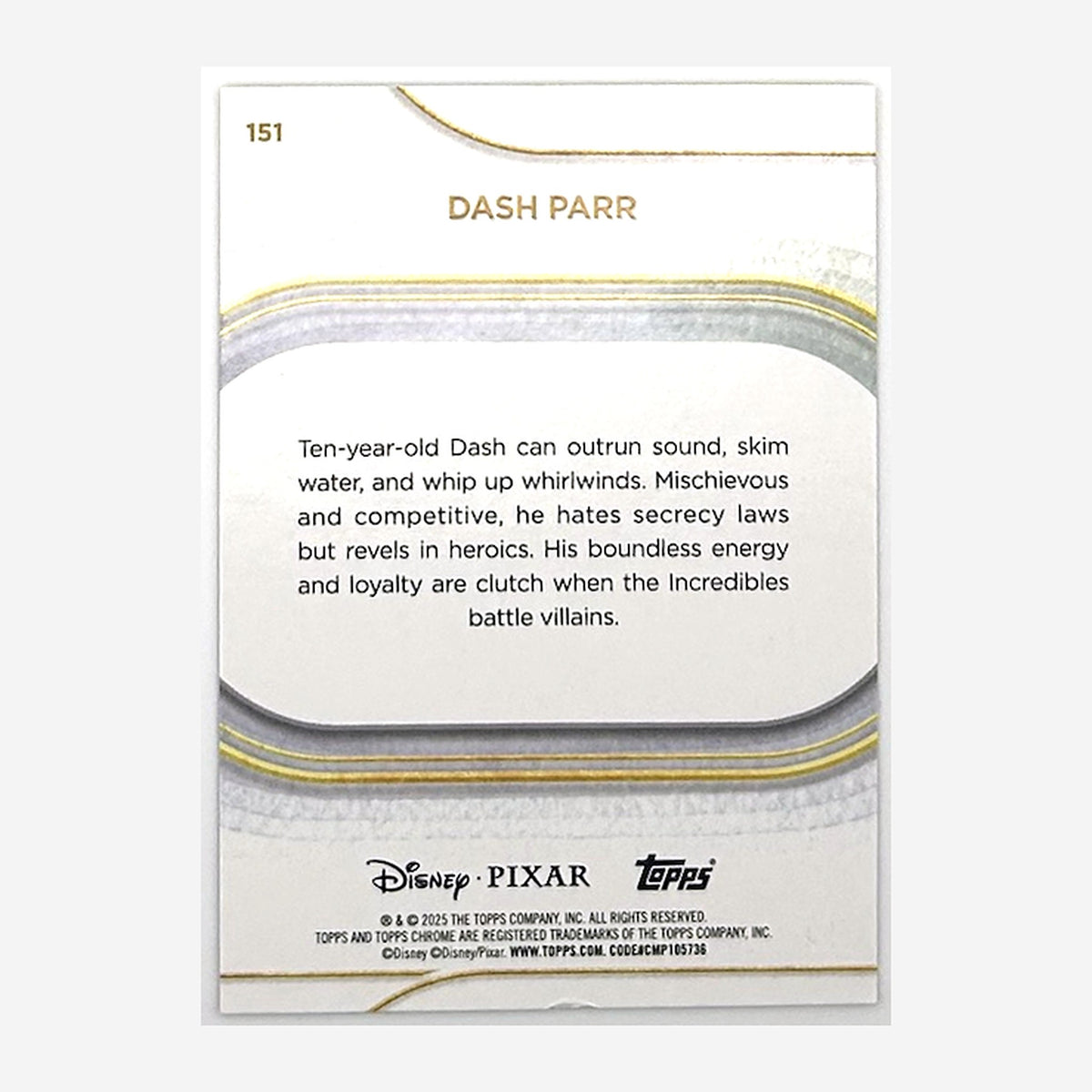 2025 Topps Chrome Disney Dash Parr #151 Yellow Refractor /275 back