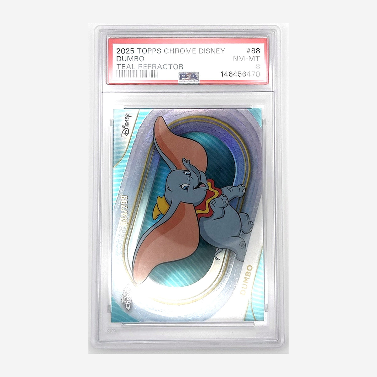 2025 Topps Chrome Disney Dumbo #88 Teal Refractor /299 PSA 8 front
