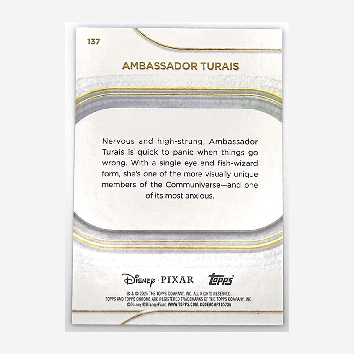 2025 Topps Chrome Disney Ambassador Turais #137 Debut Blue Refractor /150 back