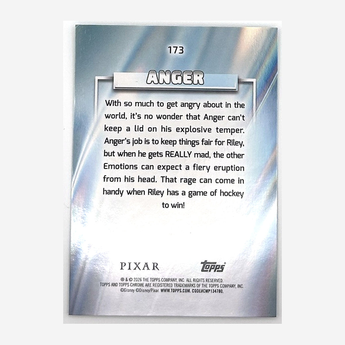 2026 Topps Chrome Disney Anger #173 Aqua Wave Refractor /199 back