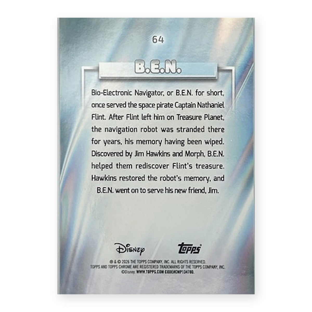 2026 Topps Chrome Disney B.E.N. #64 Blue Refractor /150 (019/150) back