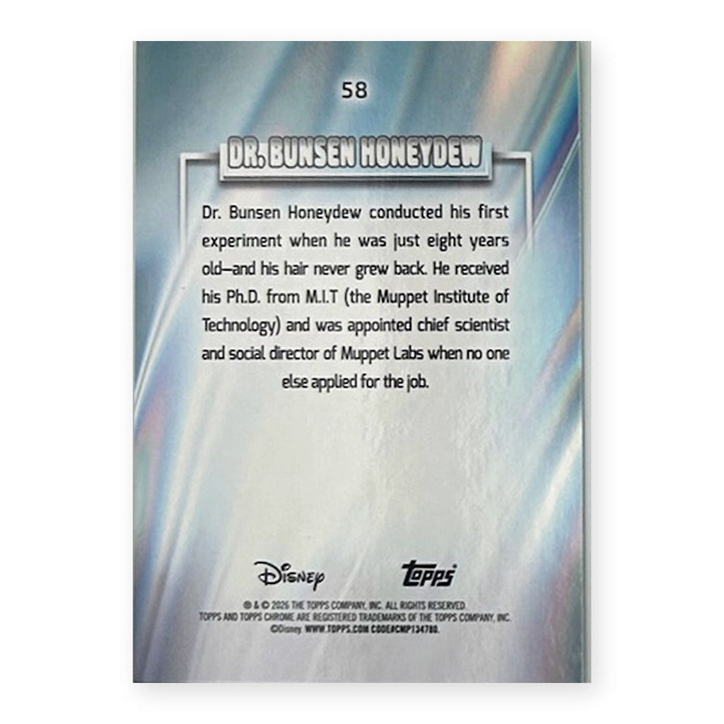 2026 Topps Chrome Disney Dr. Bunsen Honeydew #58 Green Refractor /99 (56/99) back