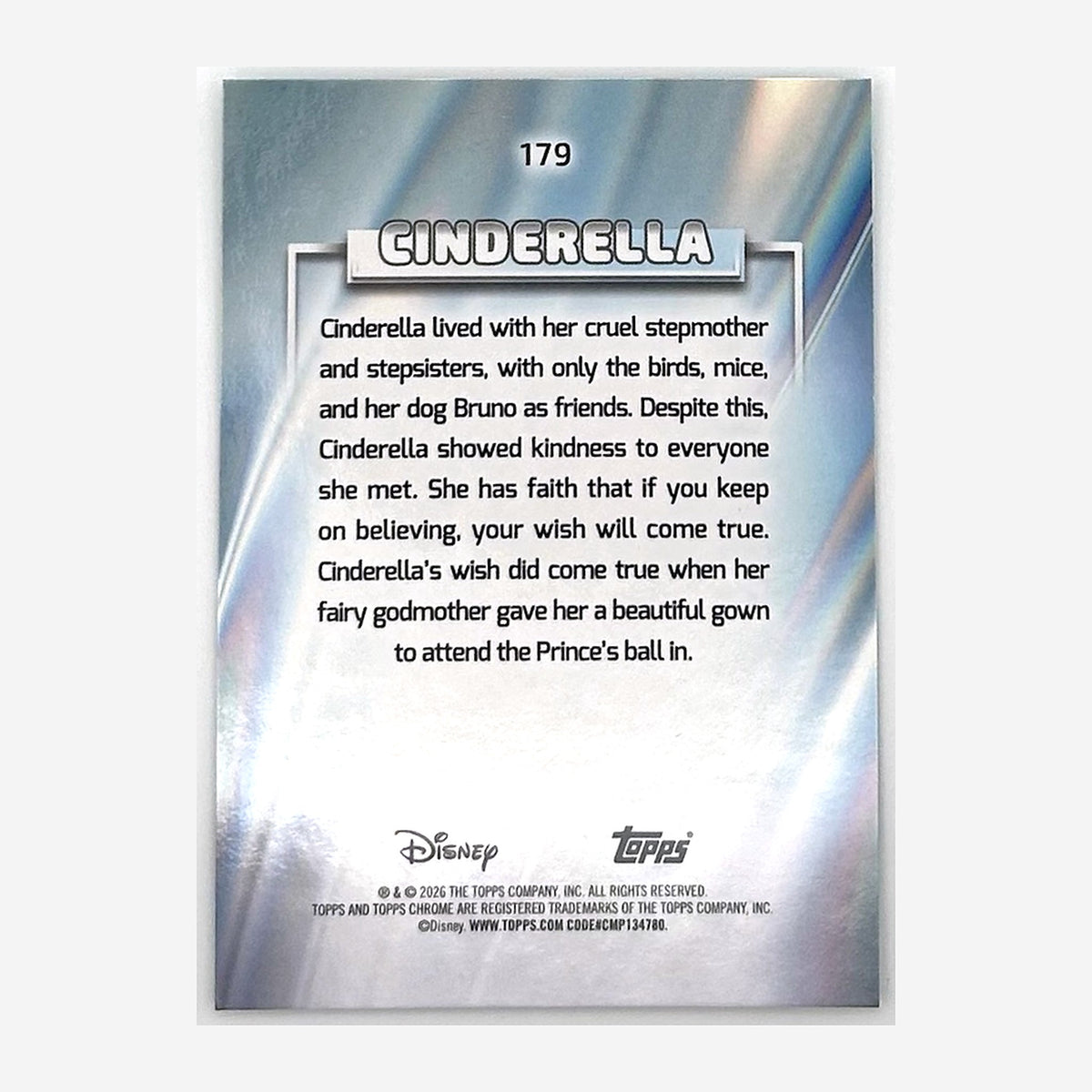 2026 Topps Chrome Disney Cinderella #179 Aqua Wave Refractor /199 back
