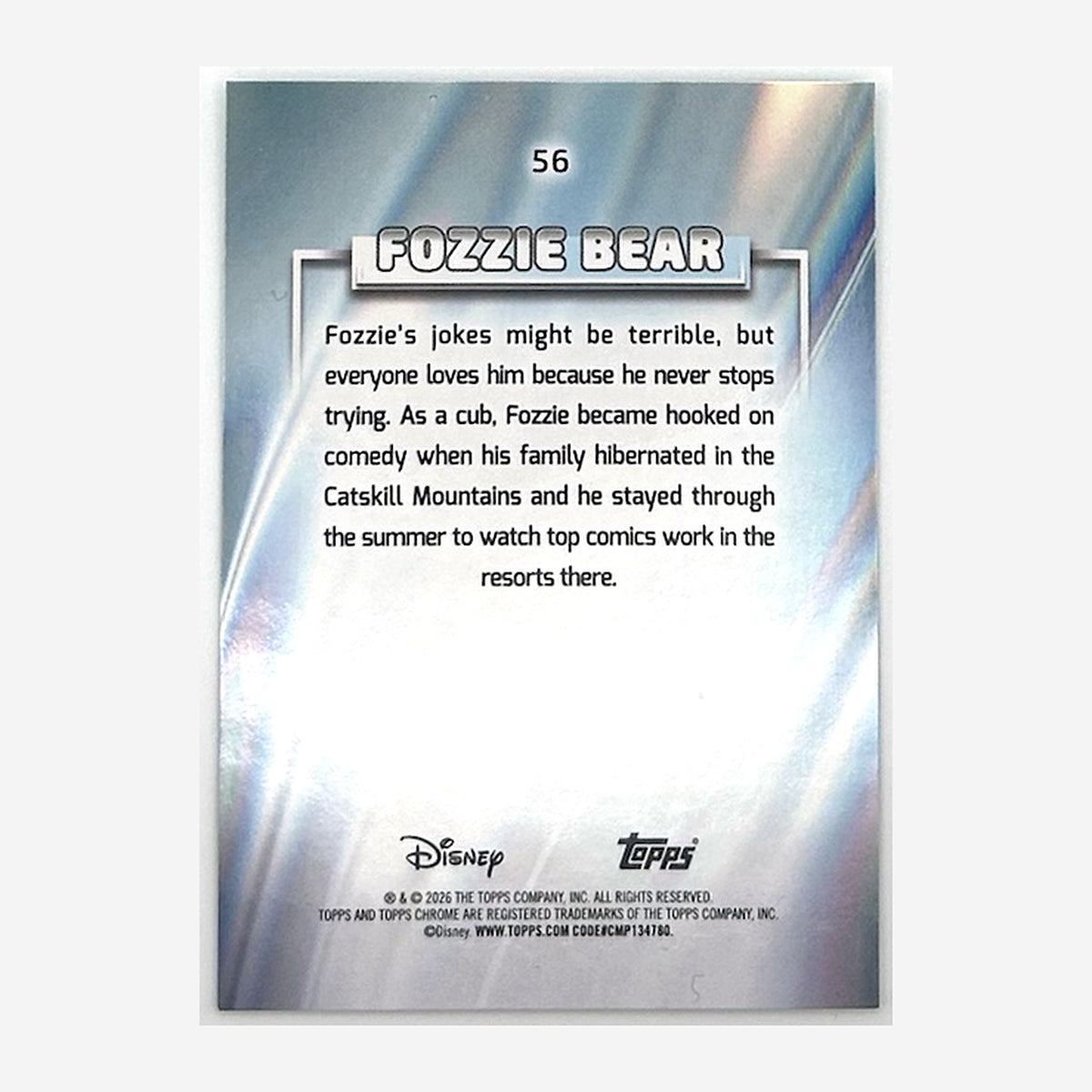 2026 Topps Chrome Disney Fozzie Bear #56 Aqua Mini-Diamond Refractor /199 back