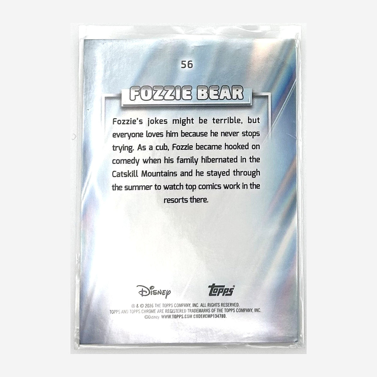 2026 Topps Chrome Disney Fozzie Bear #56 Yellow & Green RayWave /225 back