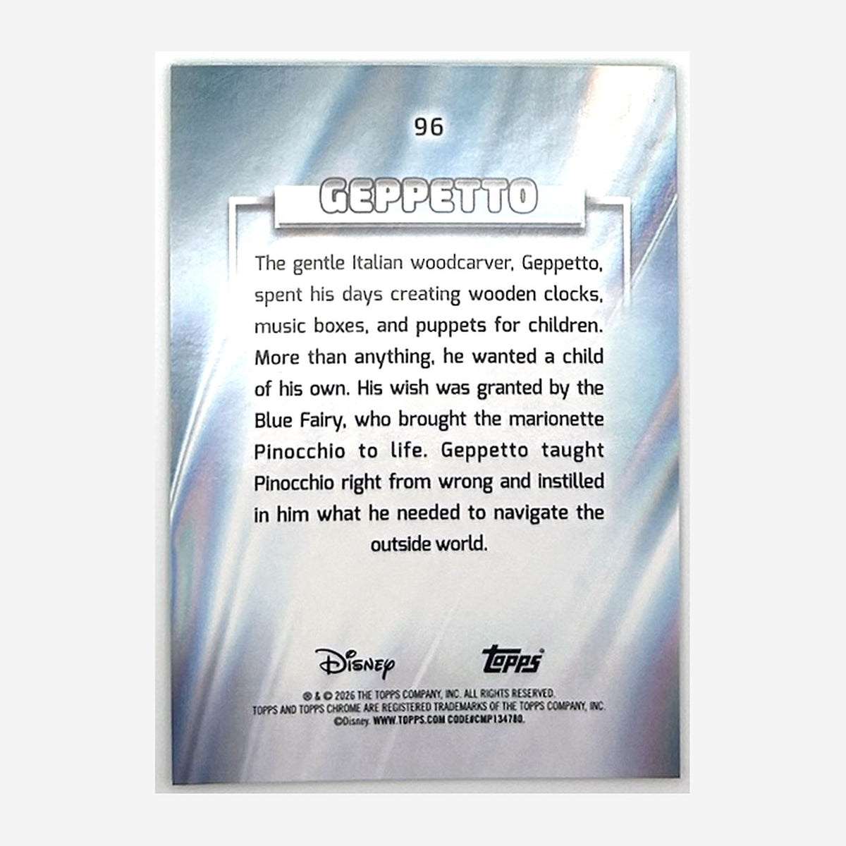2026 Topps Chrome Disney Geppetto #96 Green Refractor /99 back