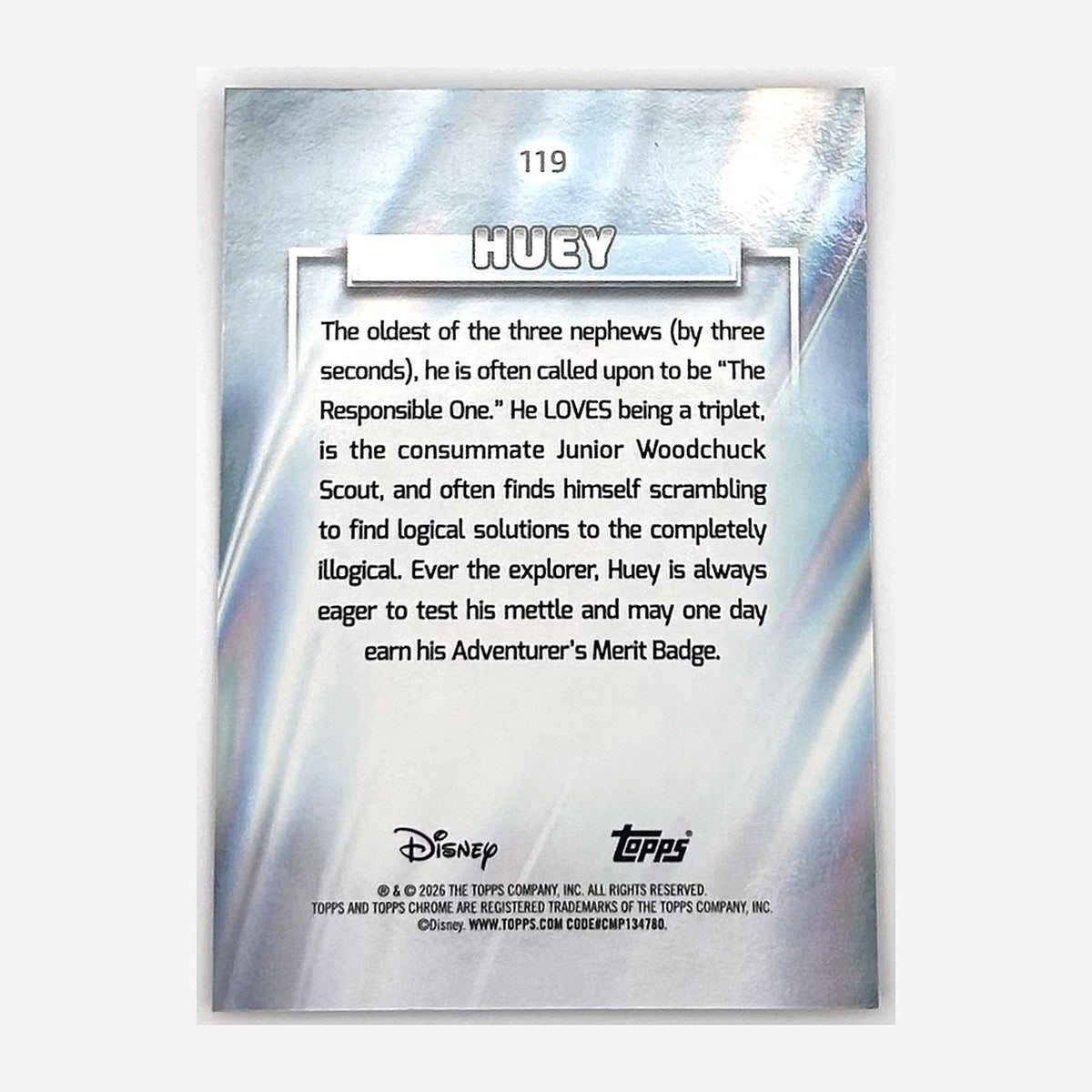 2026 Topps Chrome Disney Huey #119 Pink Mini-Diamond Refractor /250 back