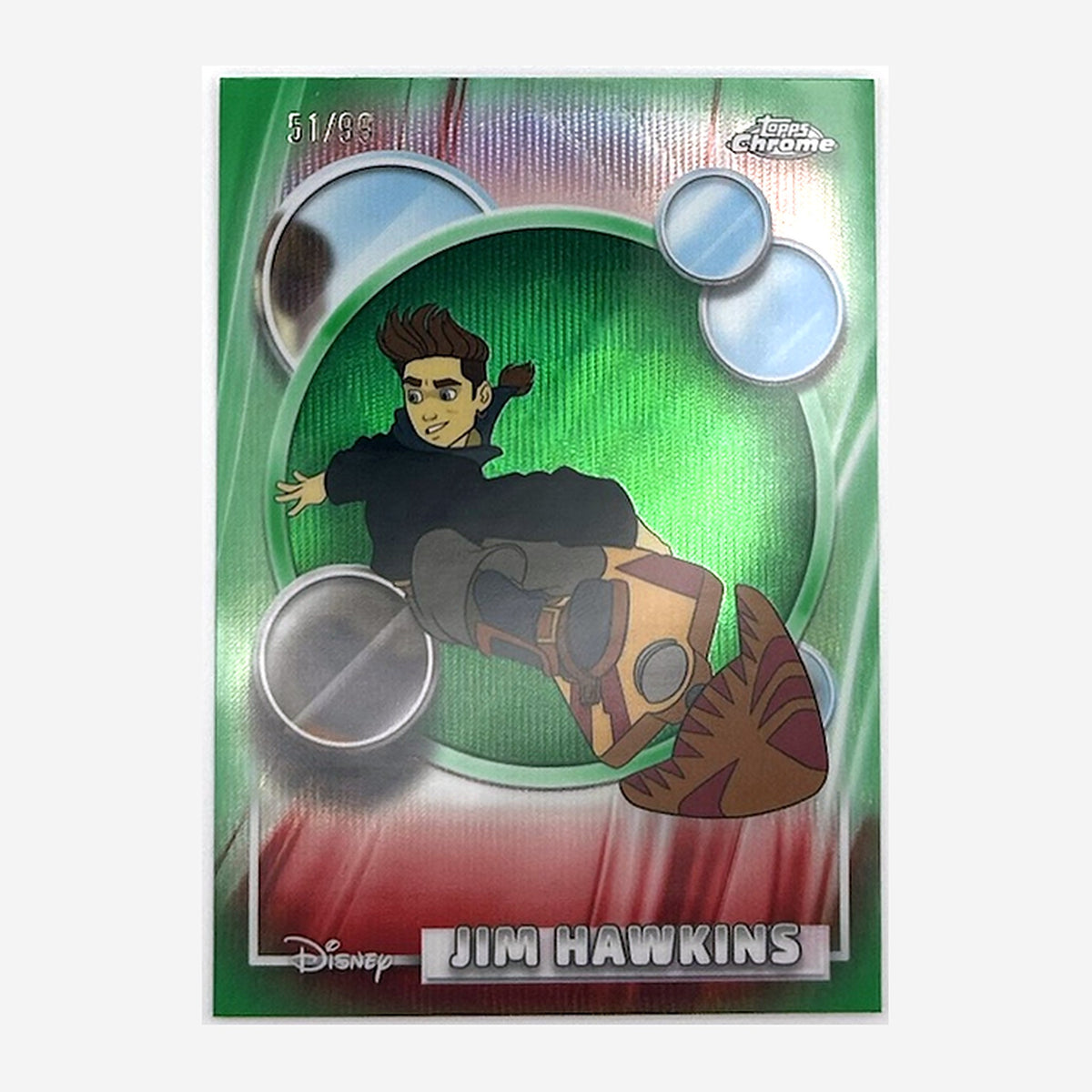 2026 Topps Chrome Disney Jim Hawkins #62 Green Wave Refractor /99 front