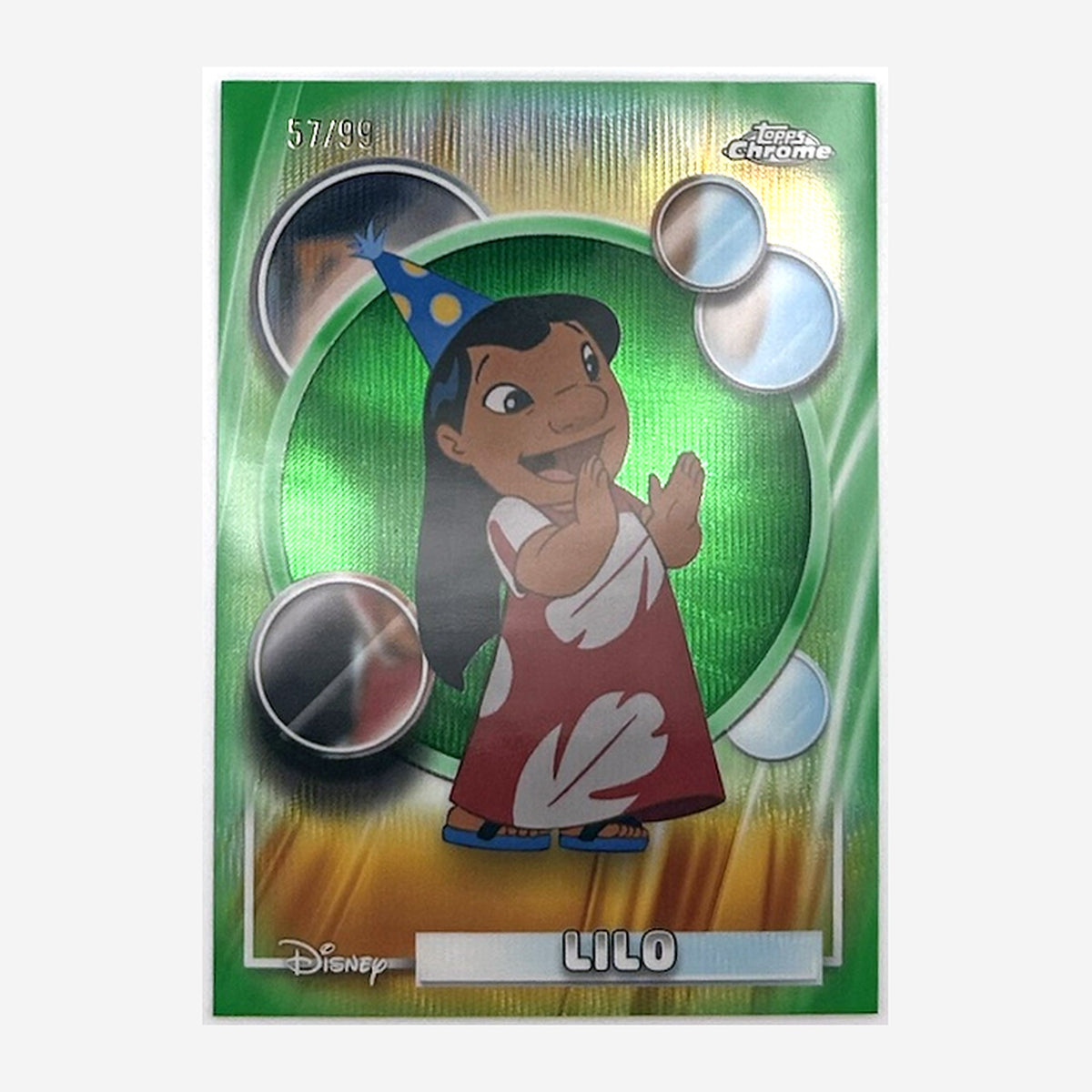 2026 Topps Chrome Disney Lilo #149 Green Wave Refractor /99 front
