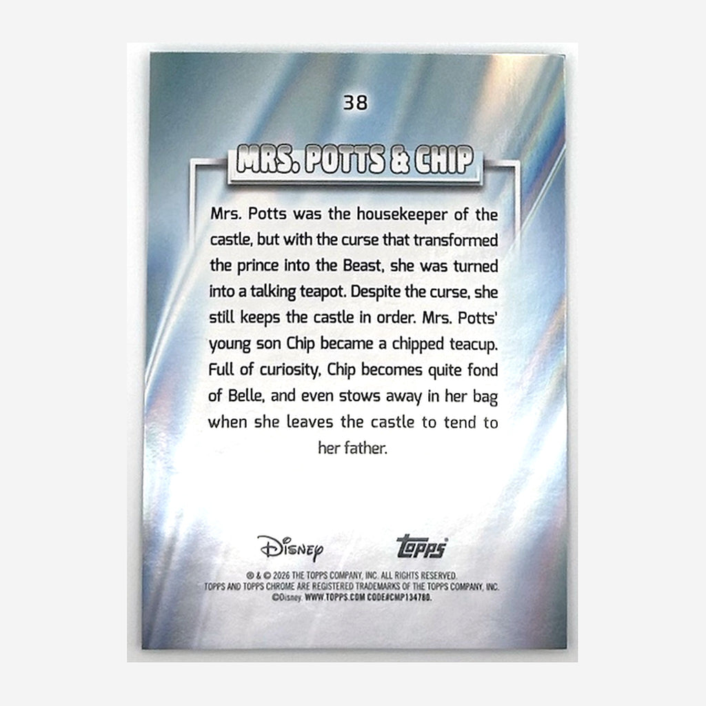 2026 Topps Chrome Disney Mrs. Potts & Chip #38 /125 back