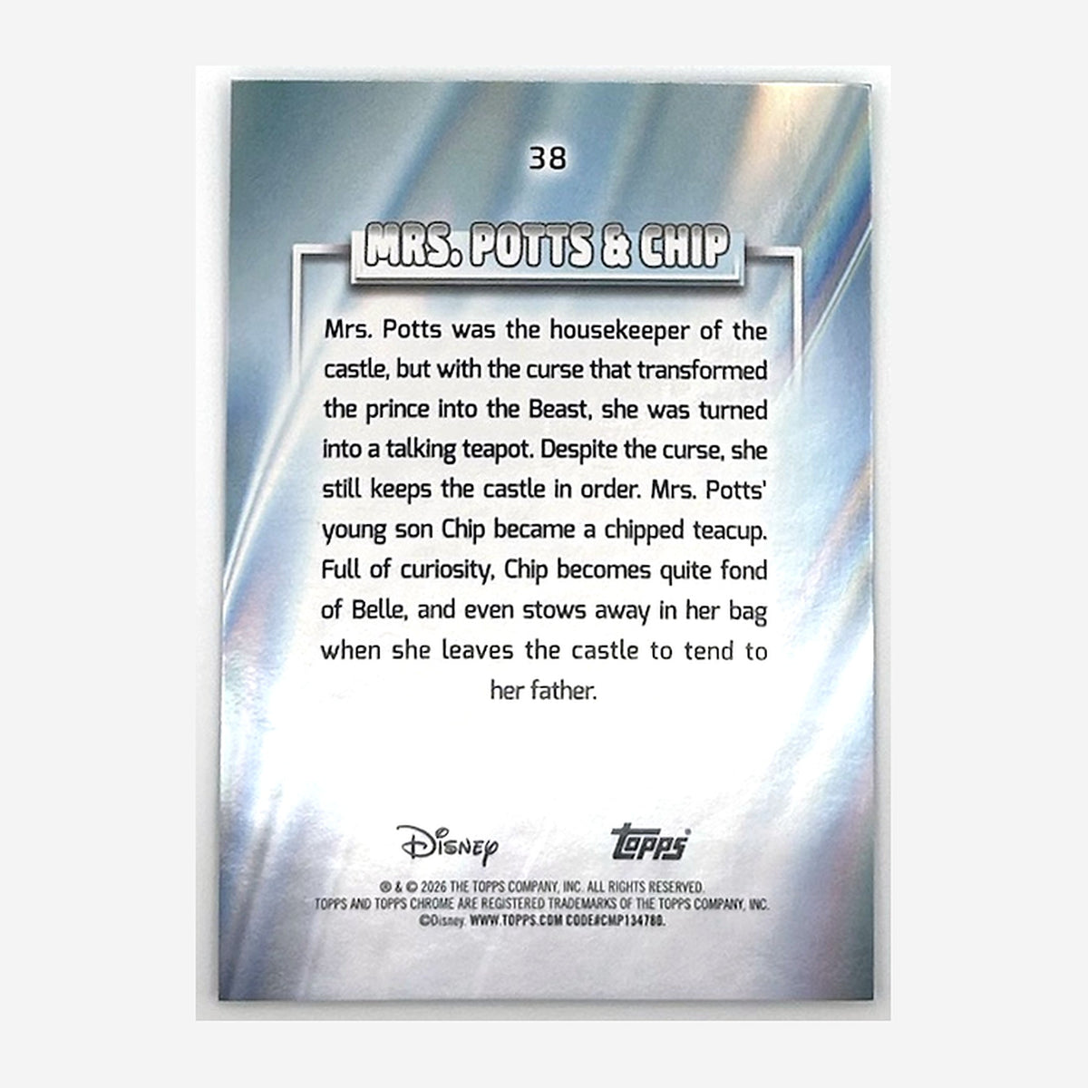 2026 Topps Chrome Disney Mrs. Potts & Chip #38 /125 back