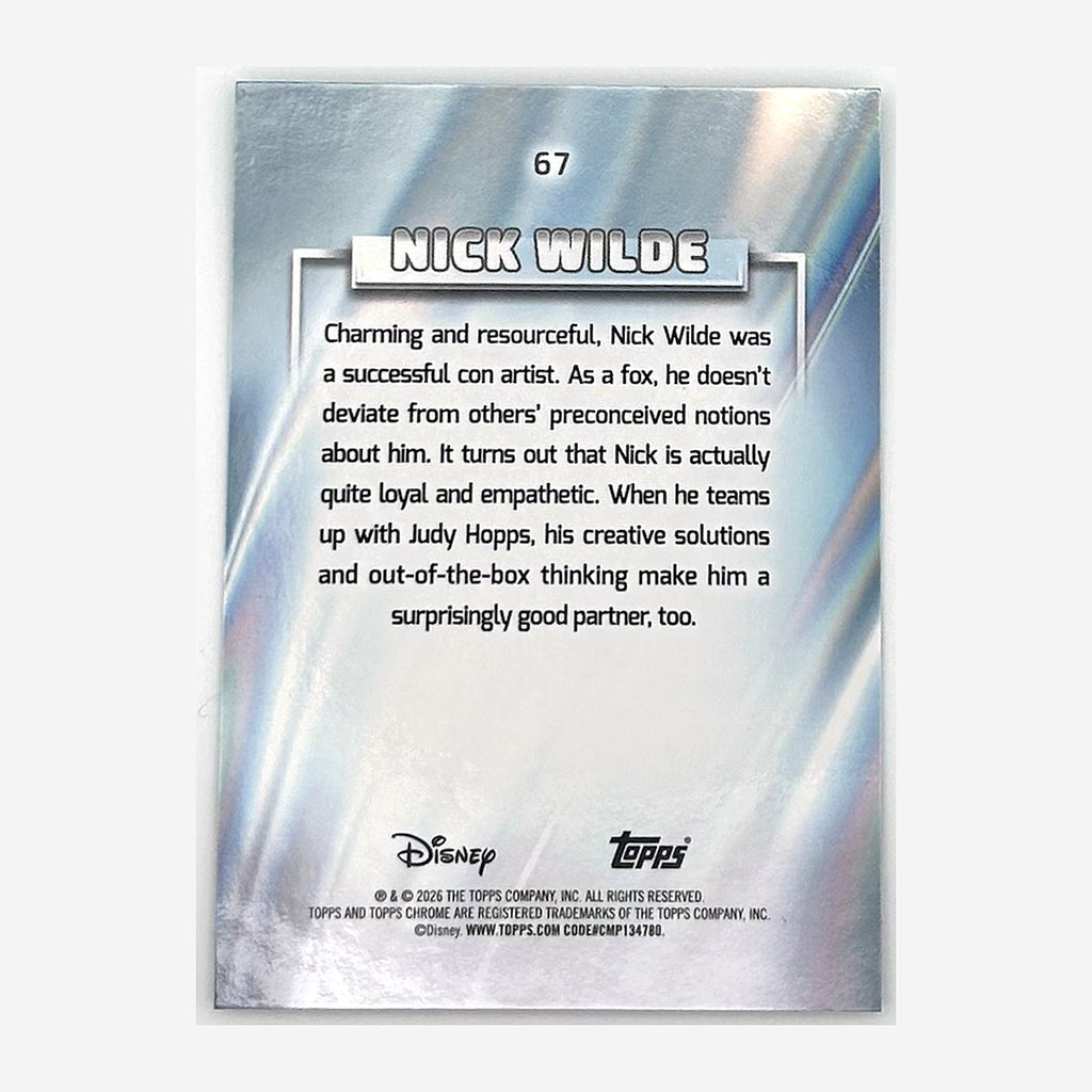 2026 Topps Chrome Disney Nick Wilde #67 Aqua Refractor /199 back