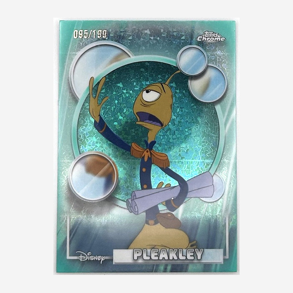 2026 Topps Chrome Disney Pleakley #154 Aqua Mini-Diamond Refractor /199 front