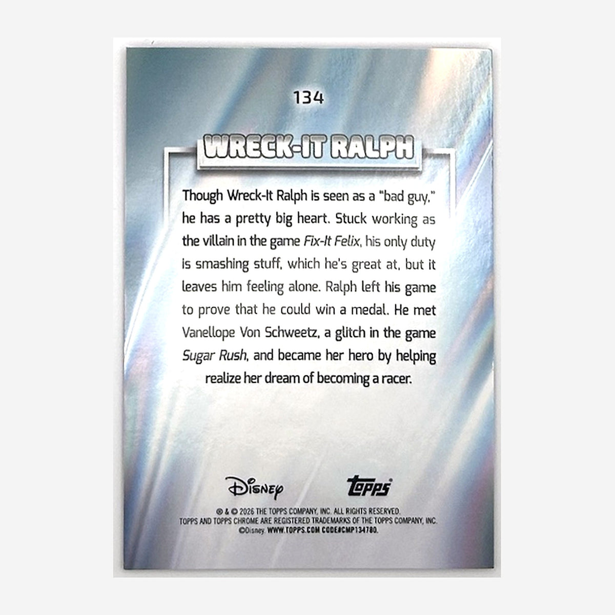 2026 Topps Chrome Disney Wreck-It Ralph #134 Magenta Refractor /399 back