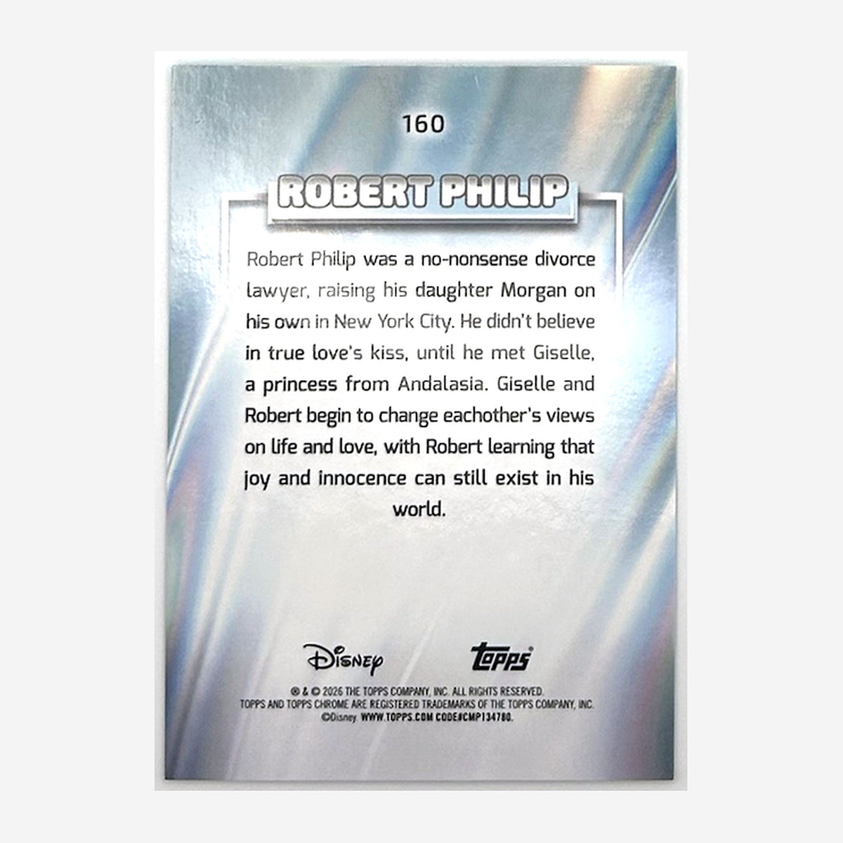 2026 Topps Chrome Disney Robert Philip #160 Aqua Refractor /199 back