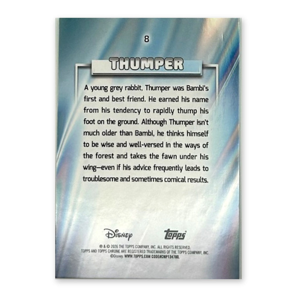2026 Topps Chrome Disney Thumper #8 Yellow & Green RayWave Refractor /225 (185/225) back