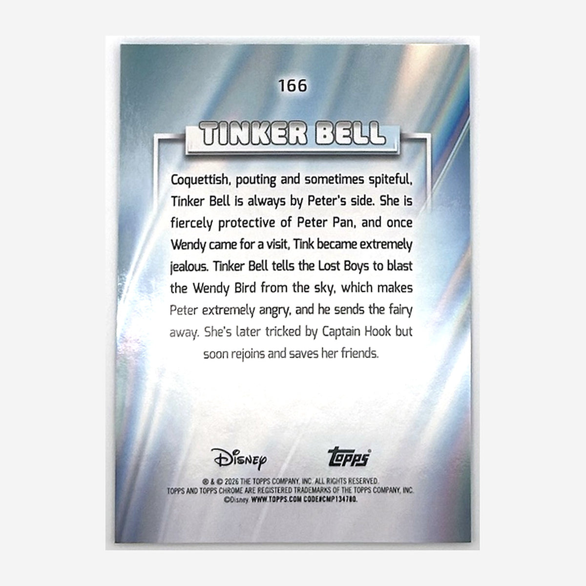 2026 Topps Chrome Disney Tinker Bell #166 Blue Refractor /150 back