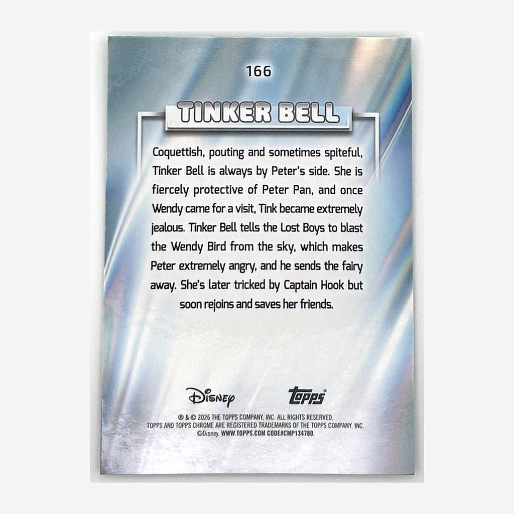 2026 Topps Chrome Disney Tinker Bell #166 Yellow & Green RayWave /225 back