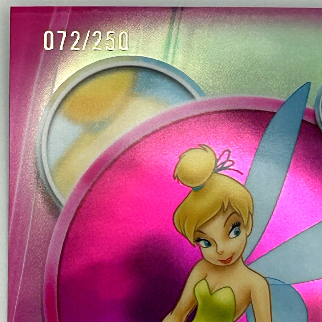 2026 Topps Chrome Disney Tinker Bell #166 Pink Refractor /250 (072/250) serial number close-up