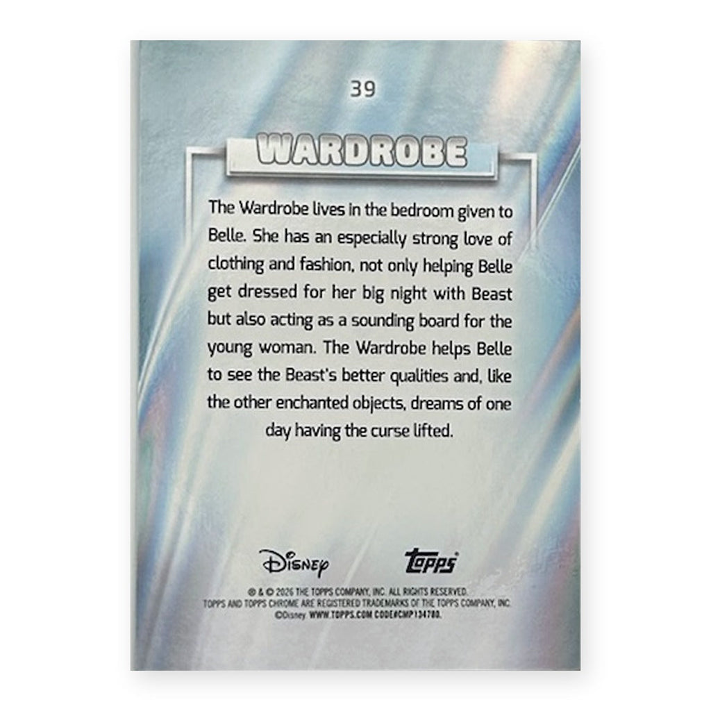 2026 Topps Chrome Disney Wardrobe #39 Blue Refractor /150 (001/150) First Serial back