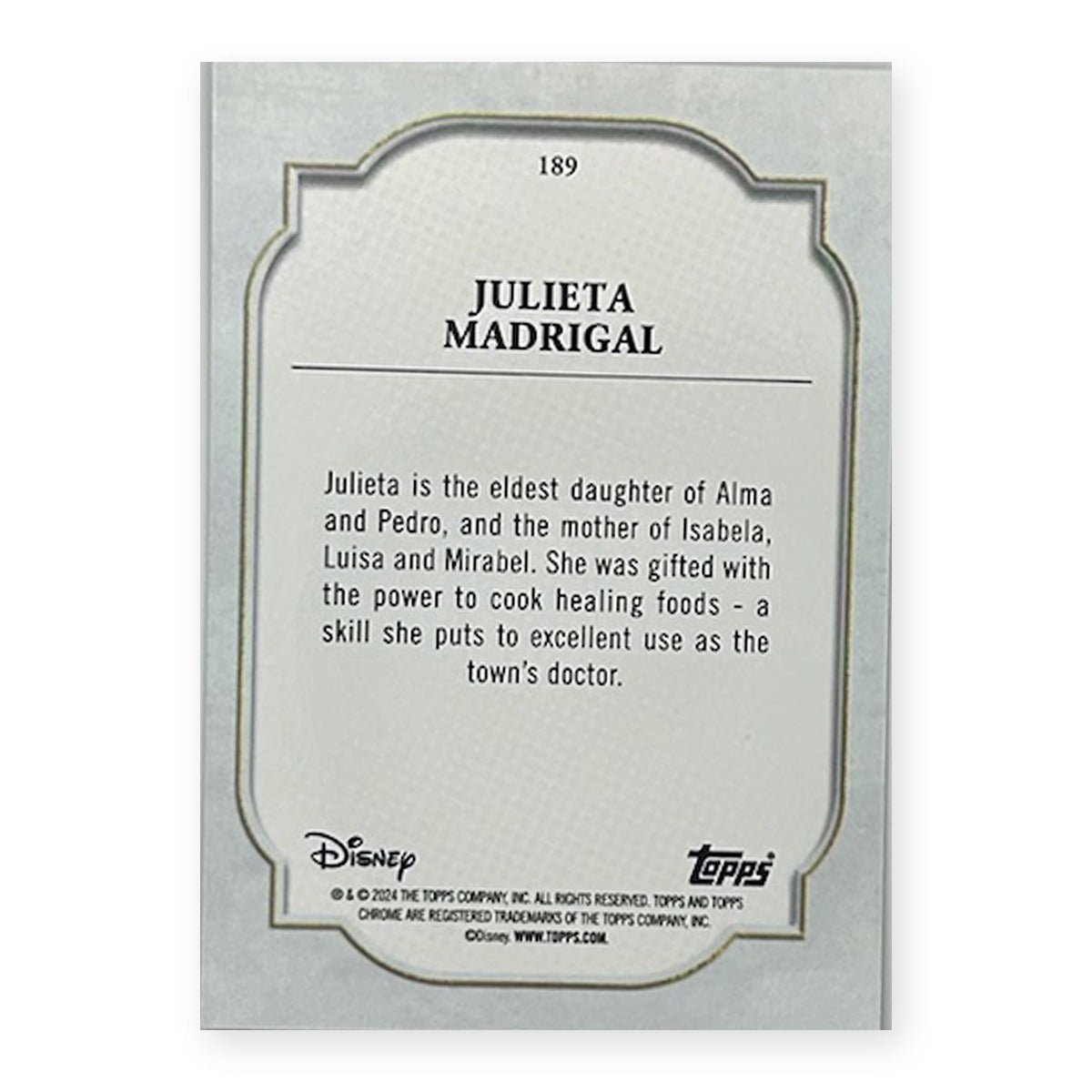 2024 Topps Chrome Disney Sapphire Julieta Madrigal #189 back