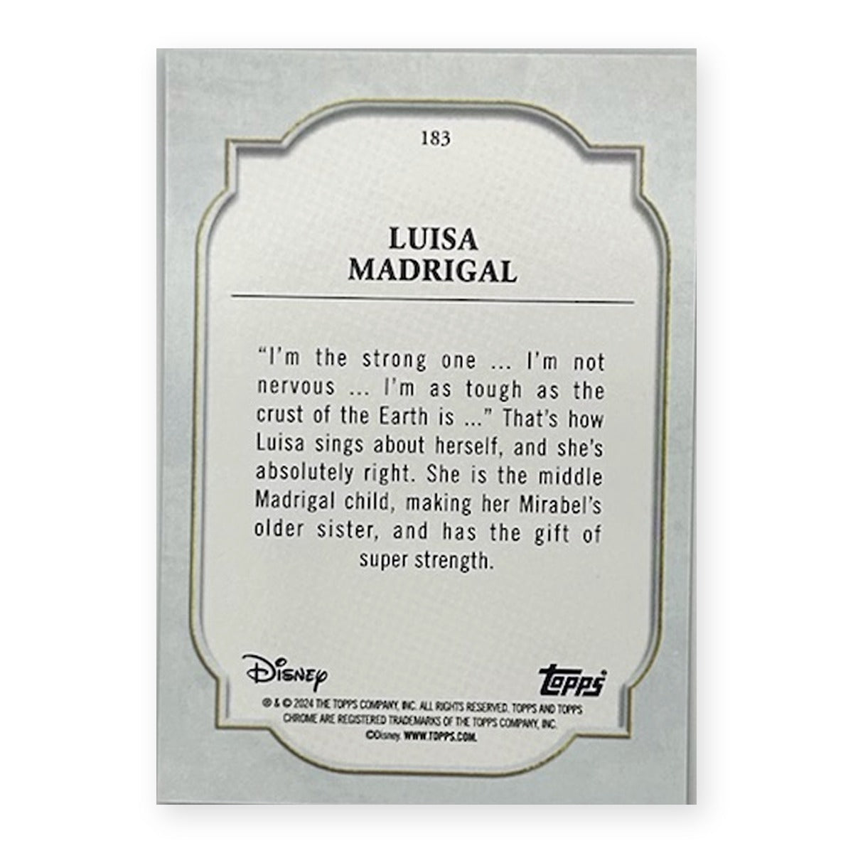 2024 Topps Chrome Disney Sapphire Luisa Madrigal #183 back