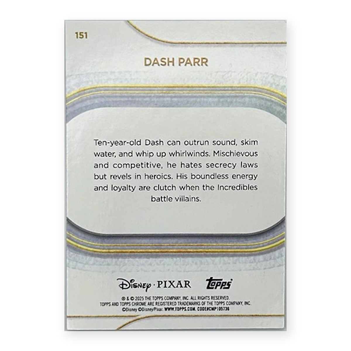 2025 Topps Chrome Disney Sapphire Dash Parr #151 back