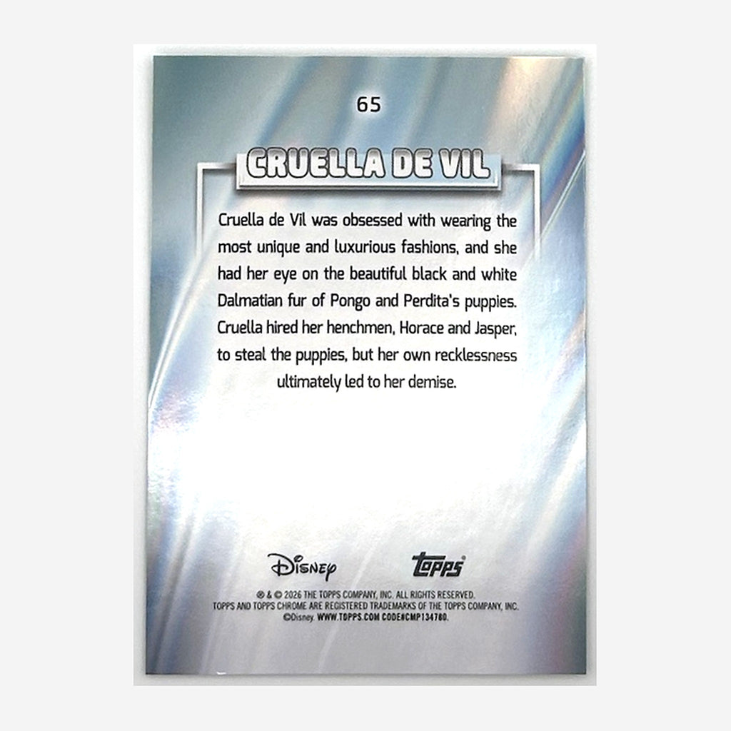 2026 Topps Chrome Sapphire Disney Cruella De Vil #65 Green Sapphire /99 back