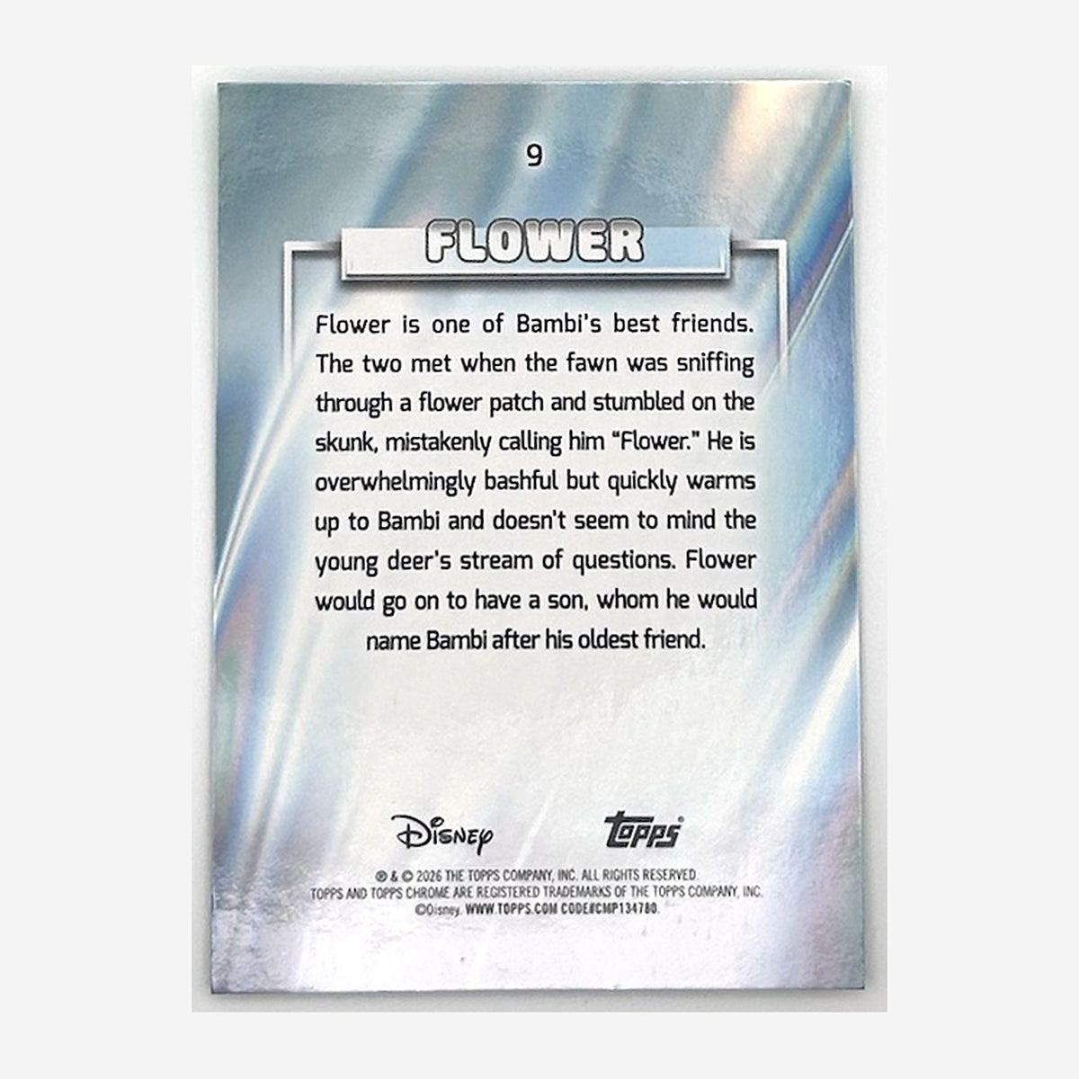 2026 Topps Chrome Sapphire Disney Flower #9 Green Sapphire /99 back