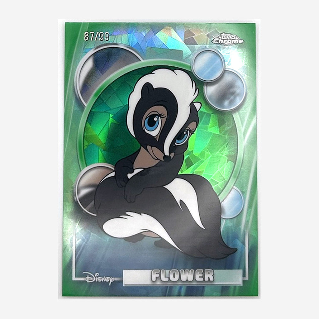 2026 Topps Chrome Sapphire Disney Flower #9 Green Sapphire /99 front