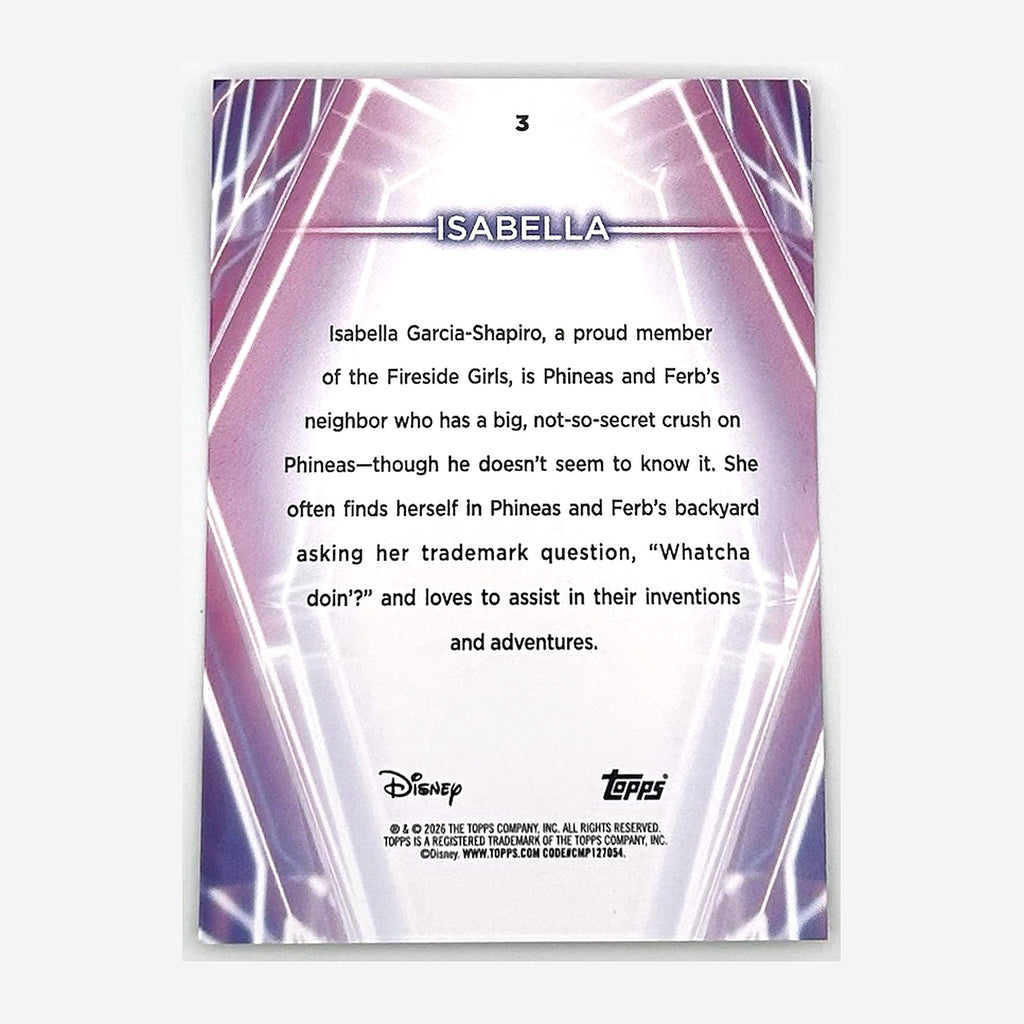 2026 Topps Disney Neon Isabella #3 Green Holo /199 back