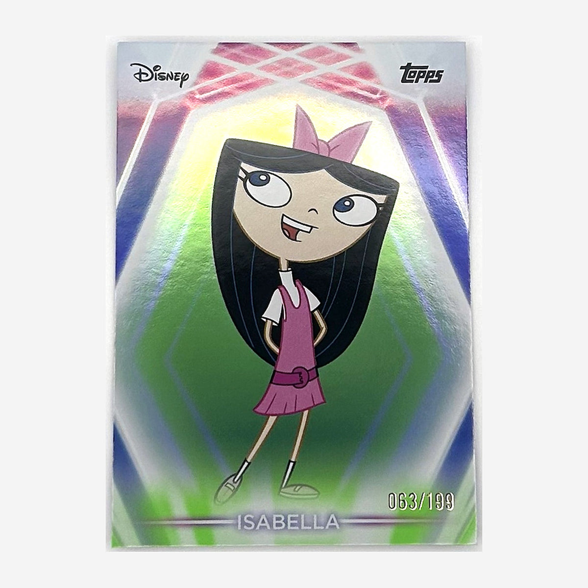 2026 Topps Disney Neon Isabella #3 Green Holo /199 front