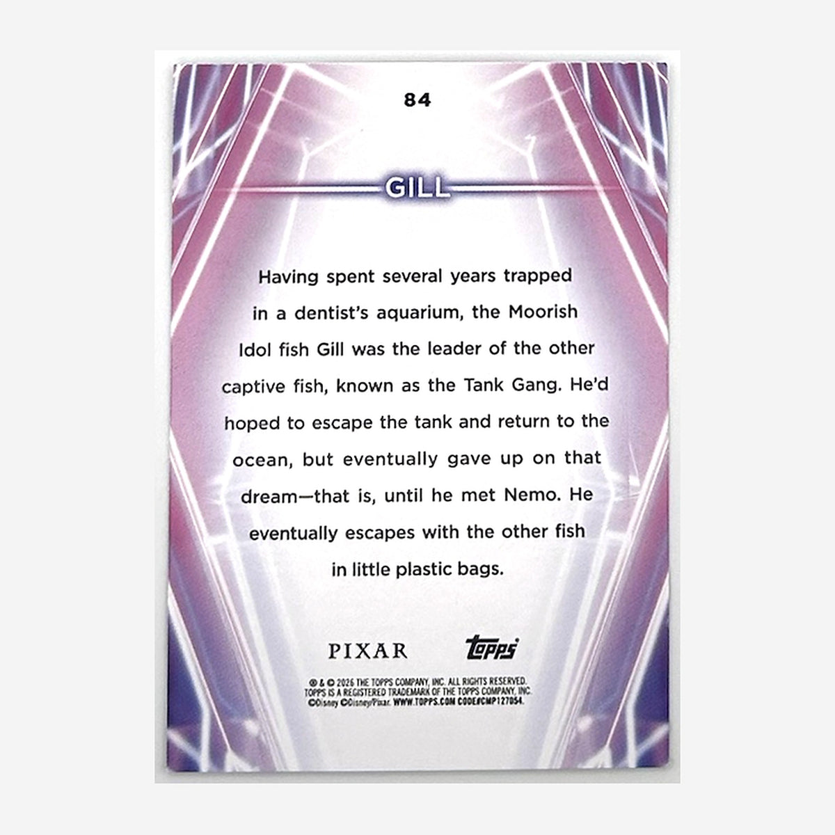 2026 Topps Disney Neon Gill #84 Pink/Green/Blue /150 back