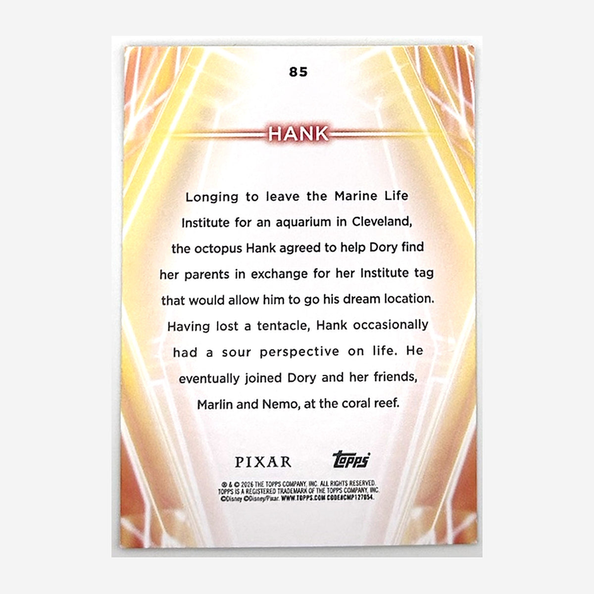 2026 Topps Disney Neon Hank #85 Pink/Green/Blue /150 back