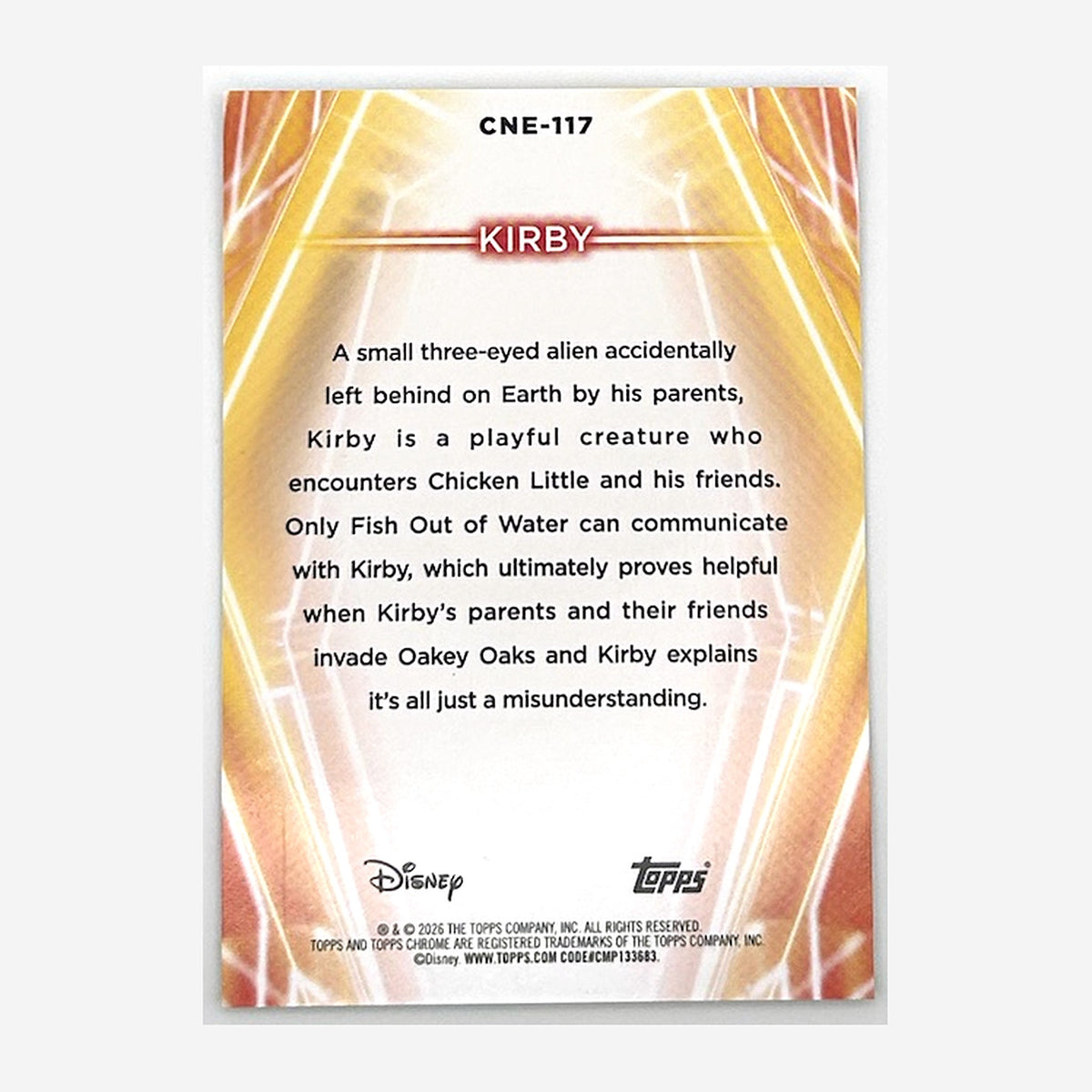 2026 Topps Disney Neon Chrome Neon-Etch Kirby #CNE-117 Green Lazer /99 back