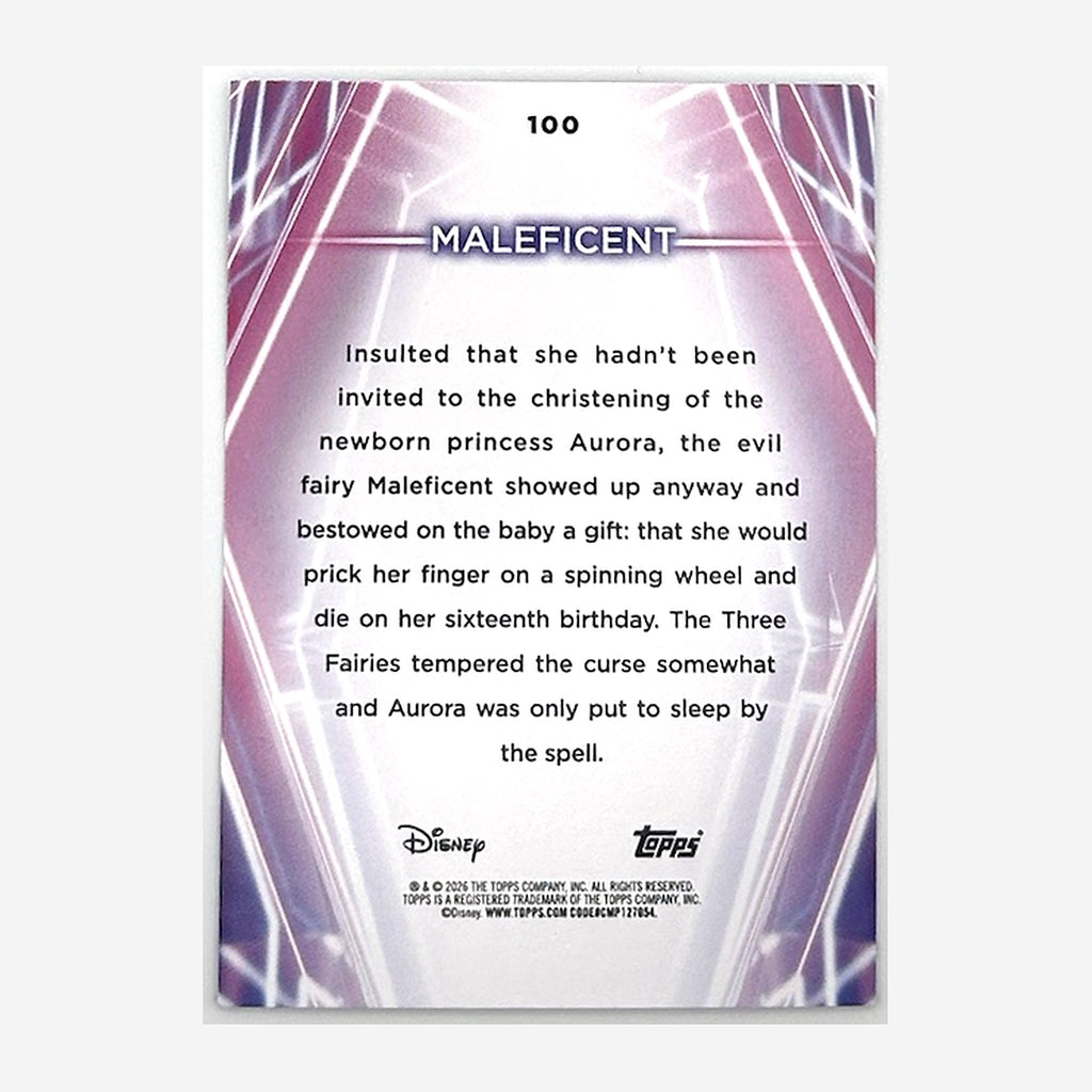 2026 Topps Disney Neon Maleficent #100 Purple/Yellow/Blue /99 back