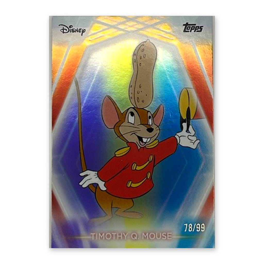 2026 Topps Disney Neon Timothy Q. Mouse #184 Purple/Yellow/Blue /99 (78/99) front