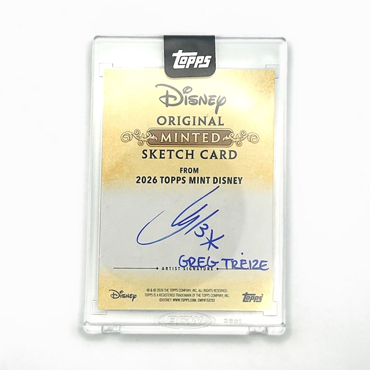 2026 Topps Mint Disney Anna Frozen 1/1 sketch card by Greg Treize back